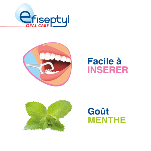 Porte Ruban dentaire Efiseptyl facile à insérer et goût menthe