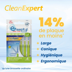 Brossette interdentaire CleanExpert 1,6 mm 14% de plaque en moins