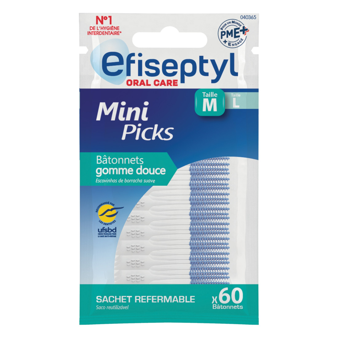 Mini Picks Bâtonnets Gomme Efiseptyl x60 sachet refermable