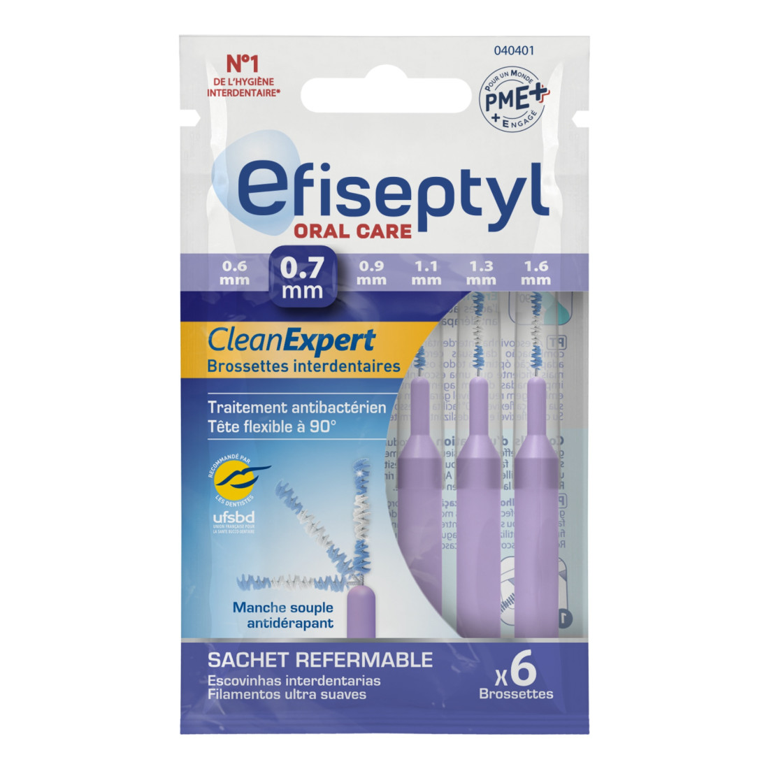 Brossette interdentaire CleanExpert 0,7mm sachet refermable